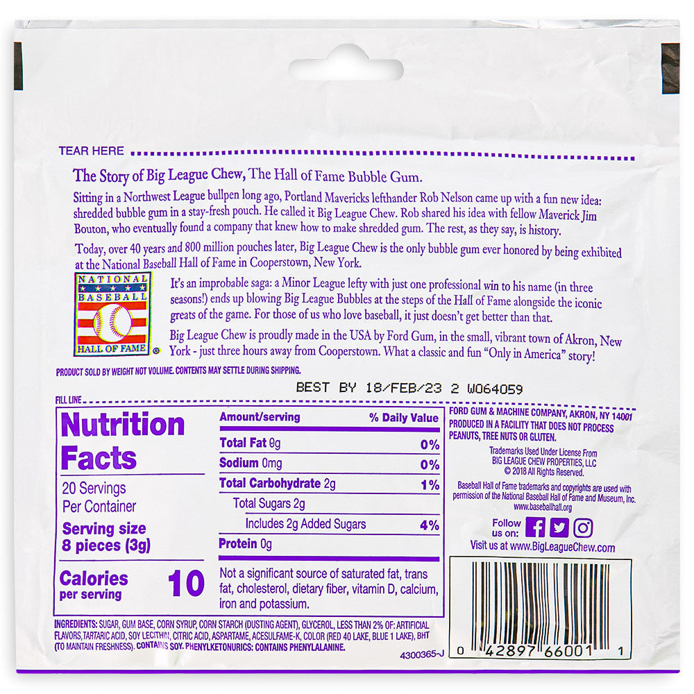 Big League Chew Ground Ball Grape - 2.12oz