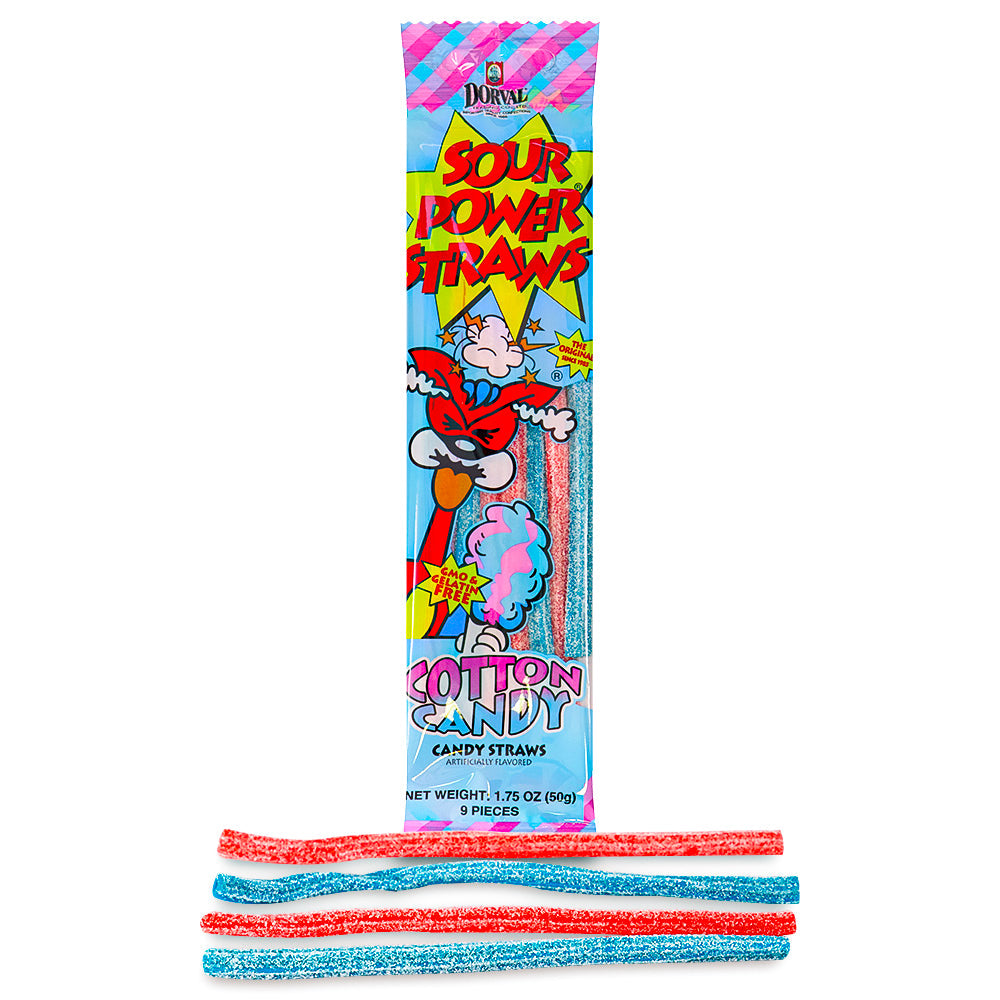 Sour Power Cotton Candy Straws - 1.75oz