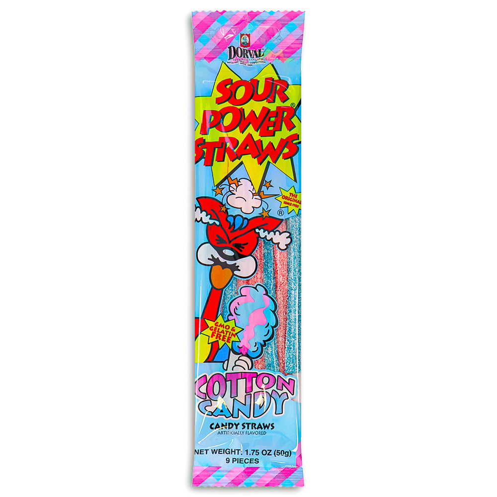 Sour Power Cotton Candy Straws - 1.75oz