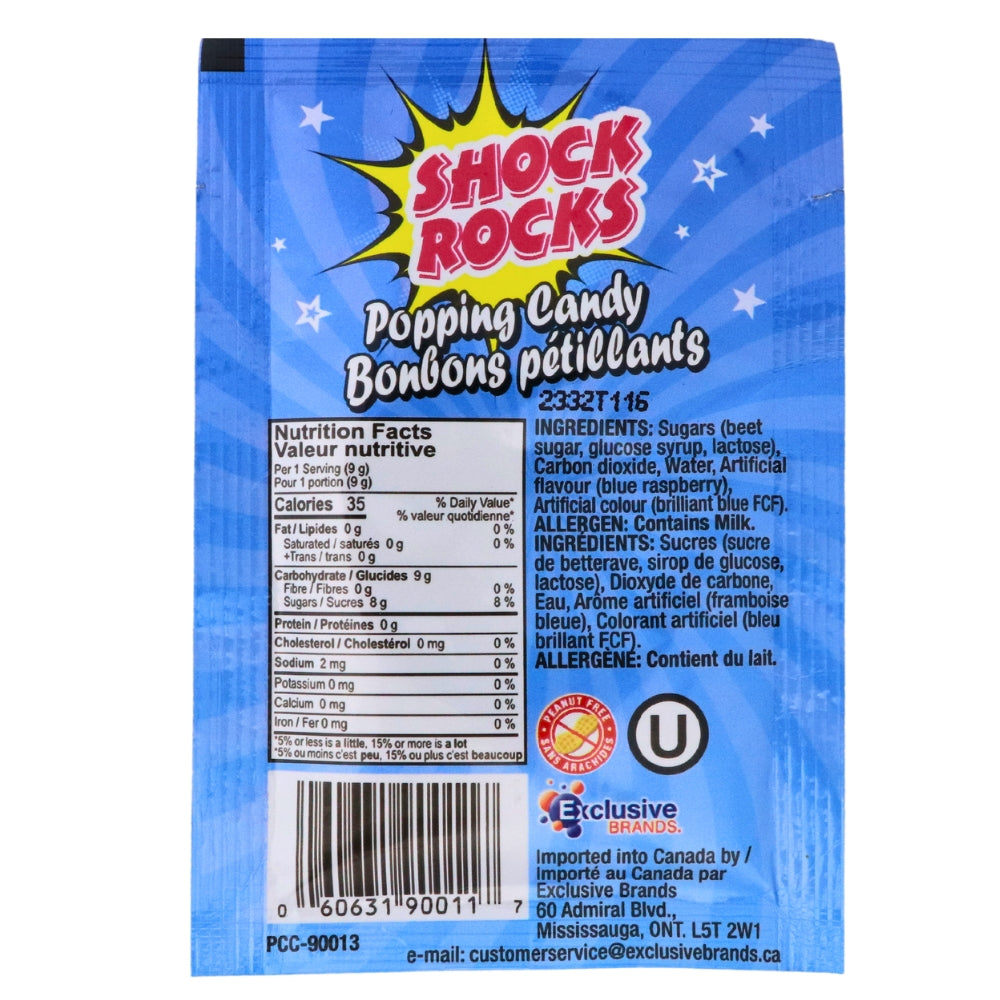 Shock Rocks Blue Raspberry Popping Candy  - 9g