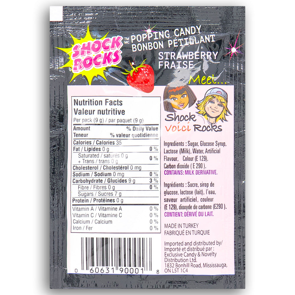 Shock Rocks Strawberry Popping Candy  - 9g