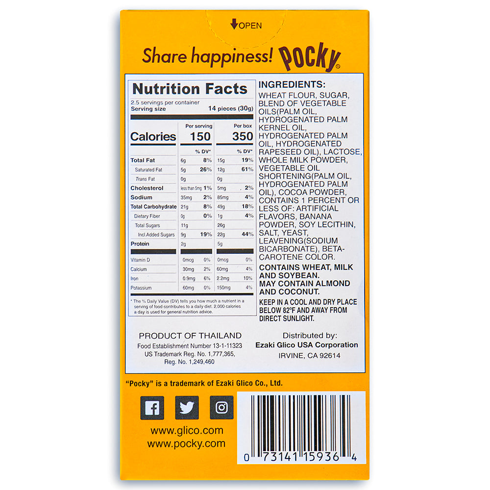 Glico Pocky Cream Coated Biscuit Sticks - Chocolate Banana - 2.47oz