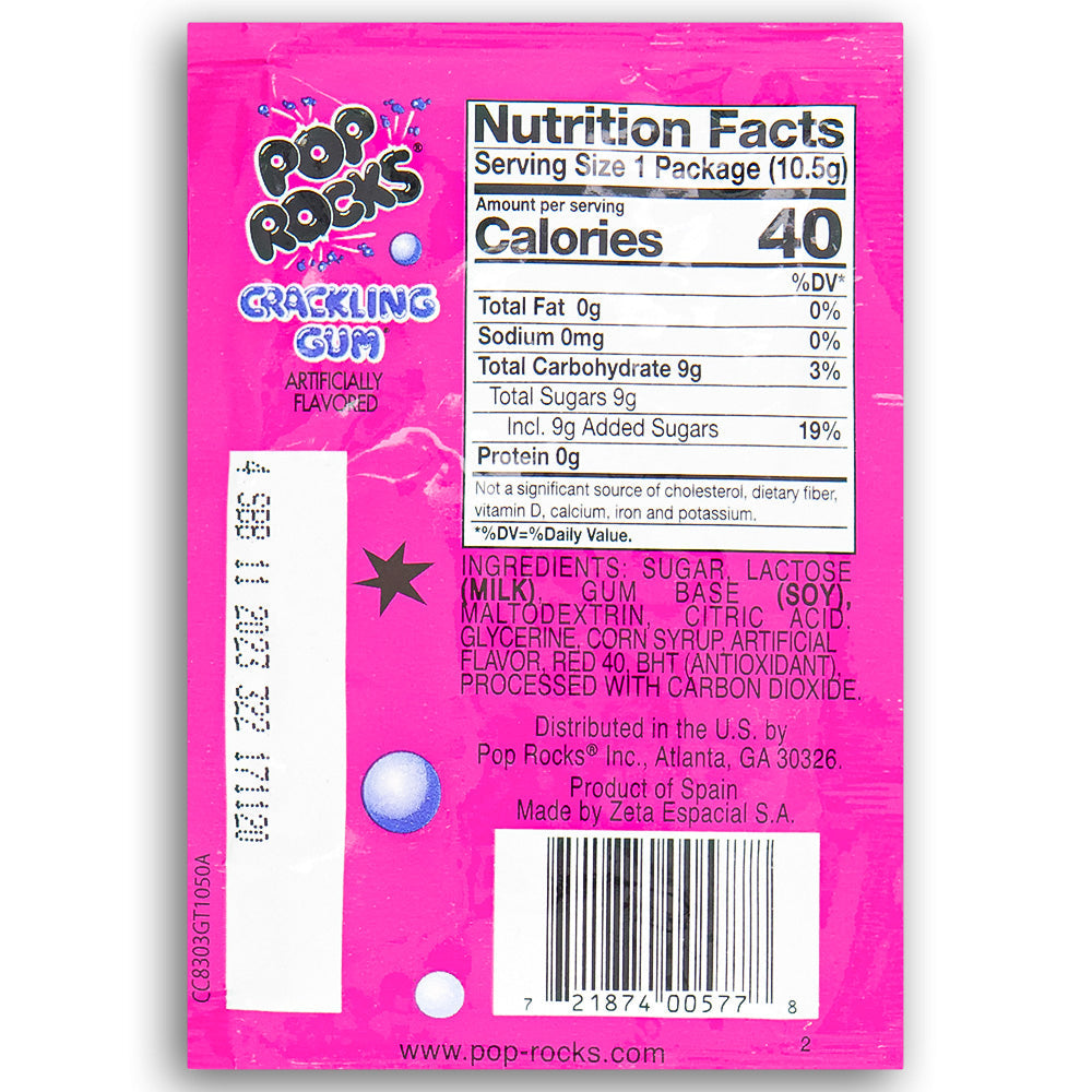 Pop Rocks Bubble Gum Popping Candy - .33oz.