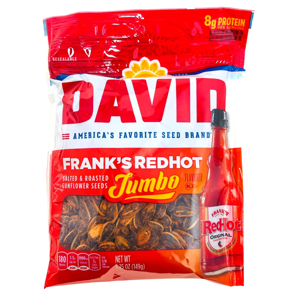 DAVID Jumbo Sunflower Seeds Franks Red Hot - 5.25oz
