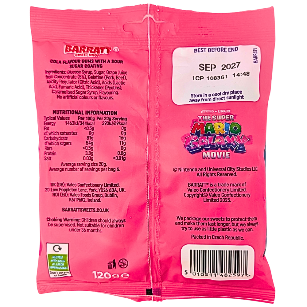 Barratt Super Mario Galaxy Cola Loops (UK) - 120g