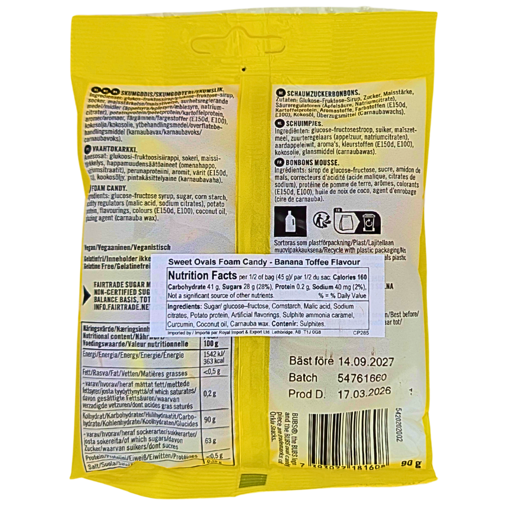 Bubs Banana Toffee Ovals (Sweden) - 90g