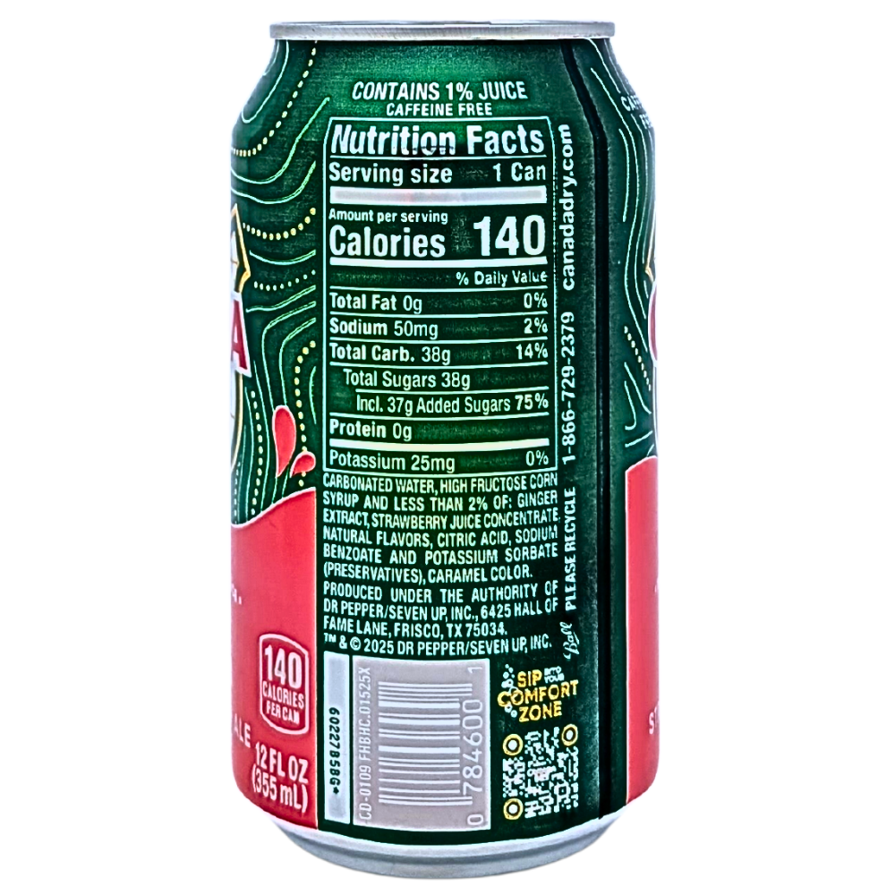 Canada Dry Strawberry Fruit Splash Ginger Ale - 355mL