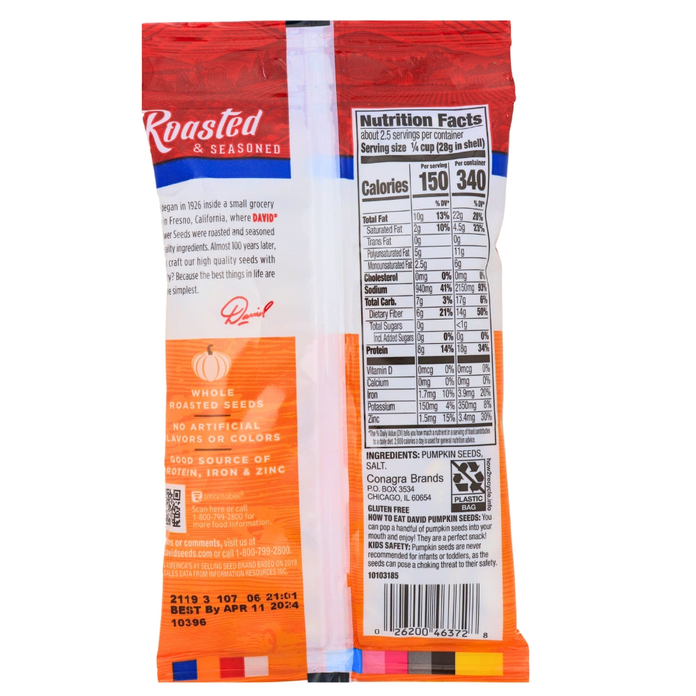 DAVID All Natural Pumpkin Seeds - 2.25 oz.