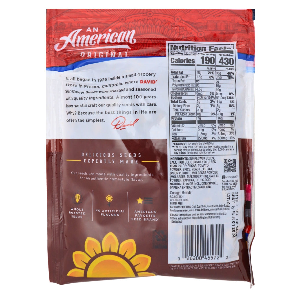 DAVID Bar-B-Q Jumbo Sunflower Seeds - 5.25 oz