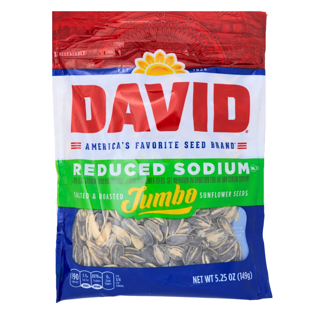 DAVID Reduced Sodium Jumbo Sunflower Seeds - 5.25oz