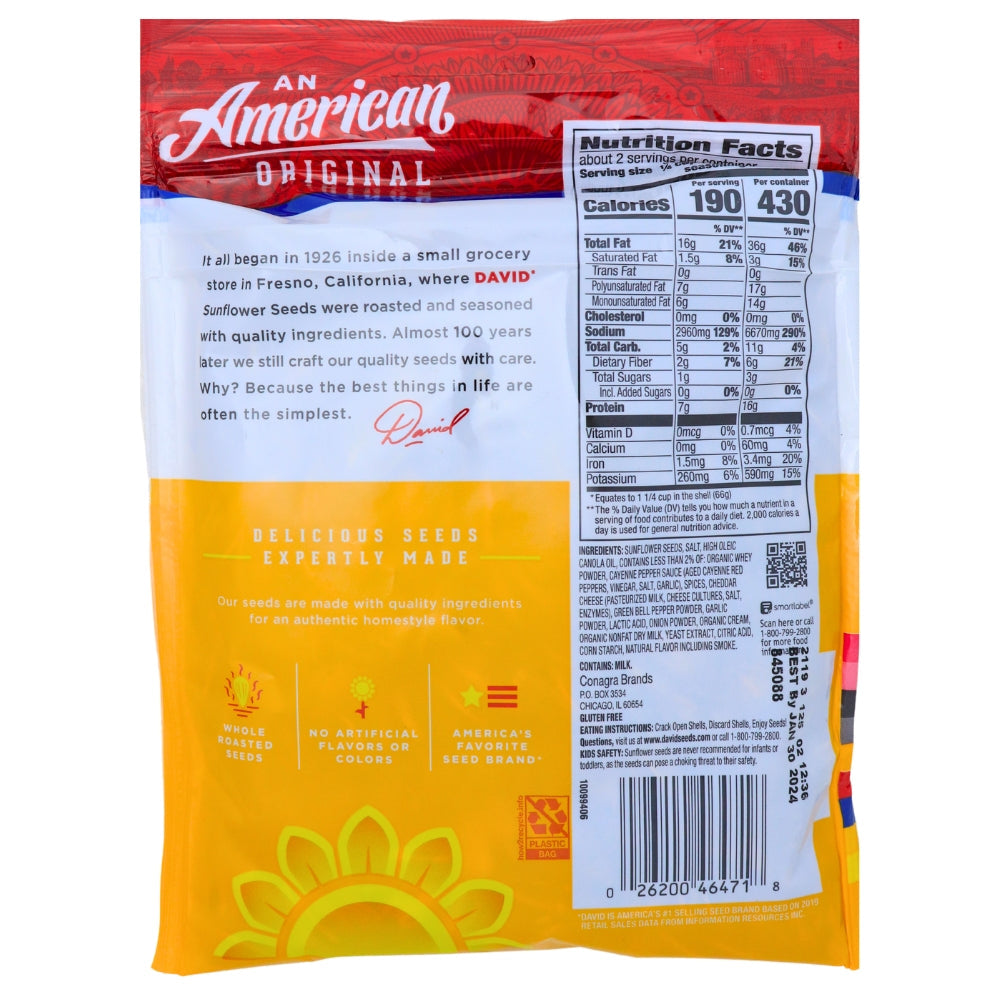 DAVID Spicy Queso Jumbo Sunflower Seeds - 5.25 oz