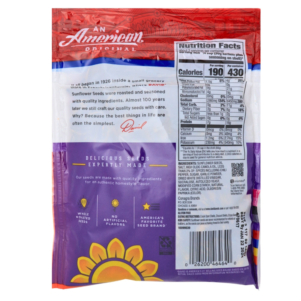 DAVID Sweet & Spicy Jumbo Sunflower Seeds - 5.25 oz