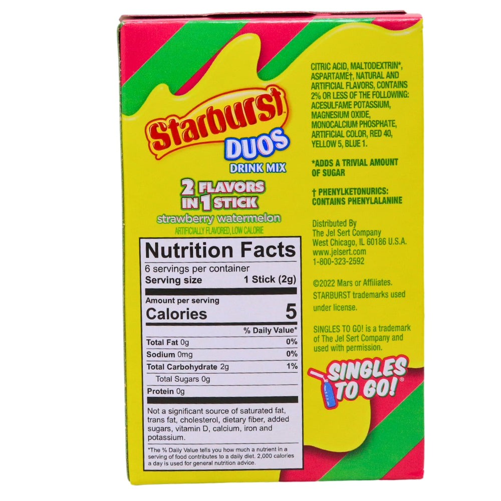 Starburst Duos Strawberry Watermelon Singles To Go Drink Mix - 12.4g