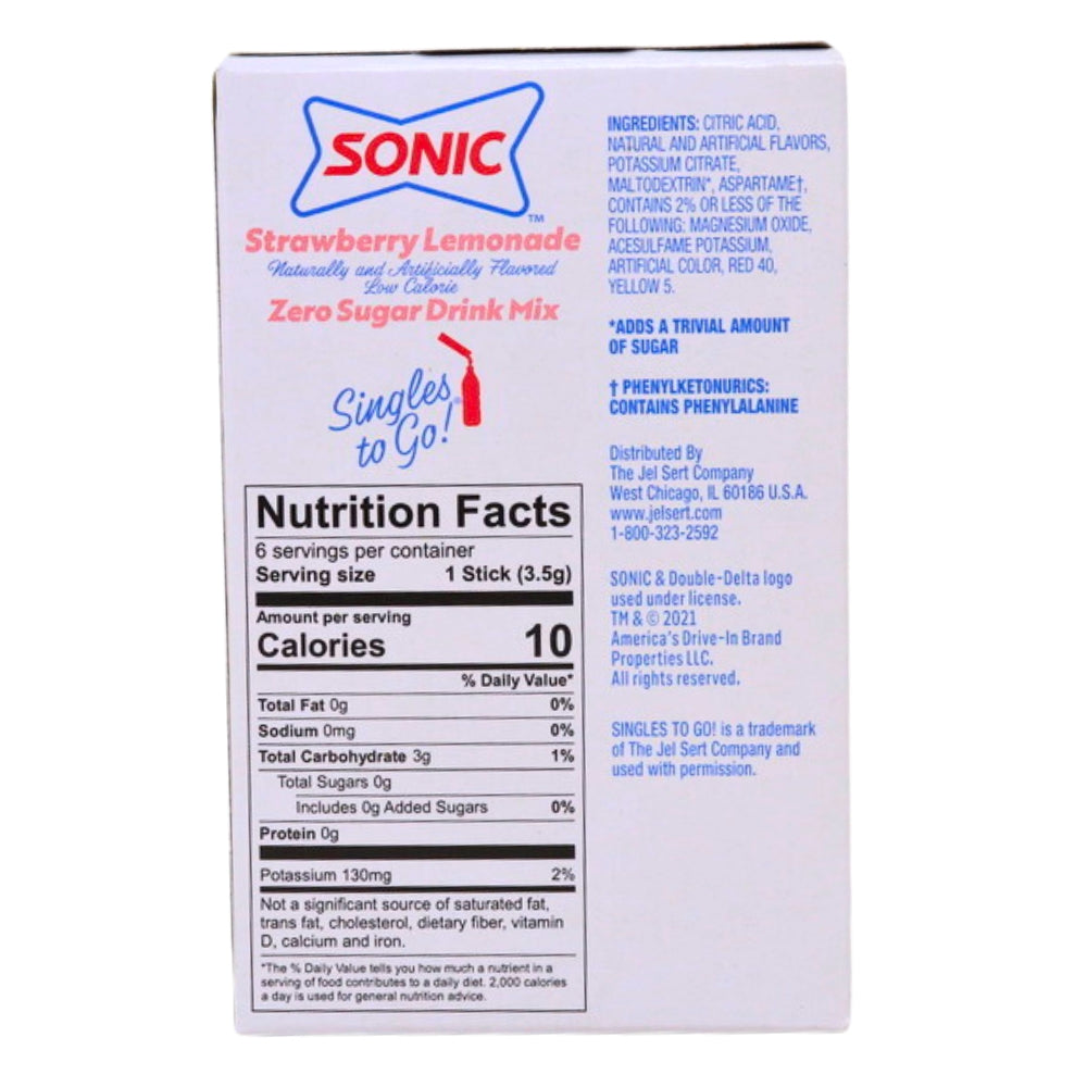 Sonic Strawberry Lemonade Zero Sugar Singles To Go