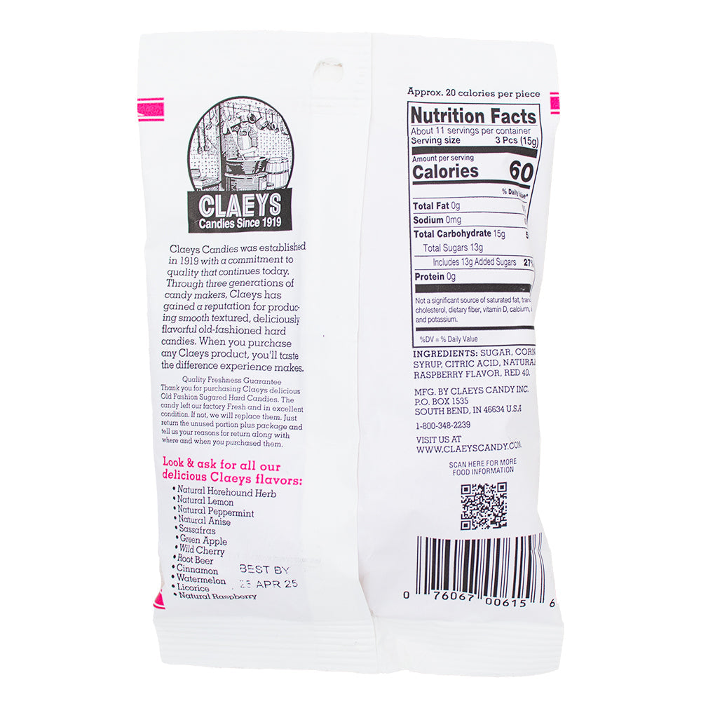 Claeys Raspberry Old Fashioned Hard Candies - 6 oz