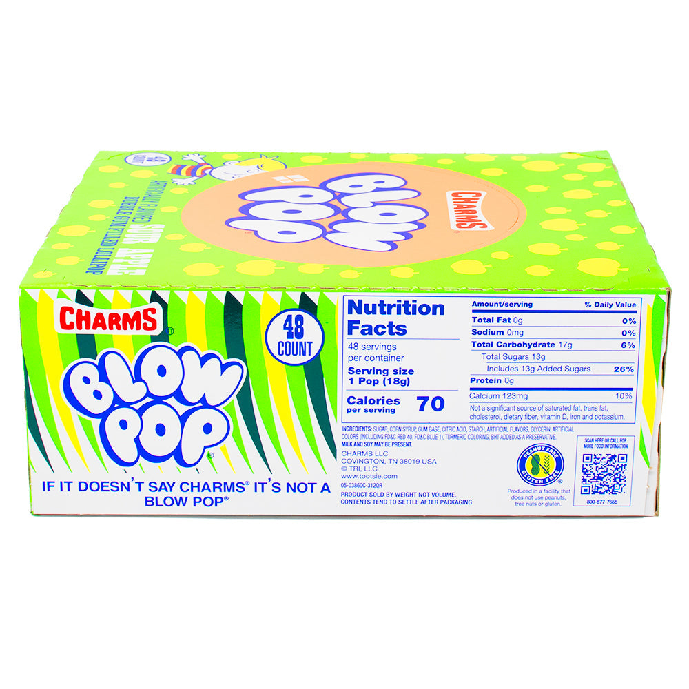 Charms Blow Pop Sour Apple - 48 Lollipops