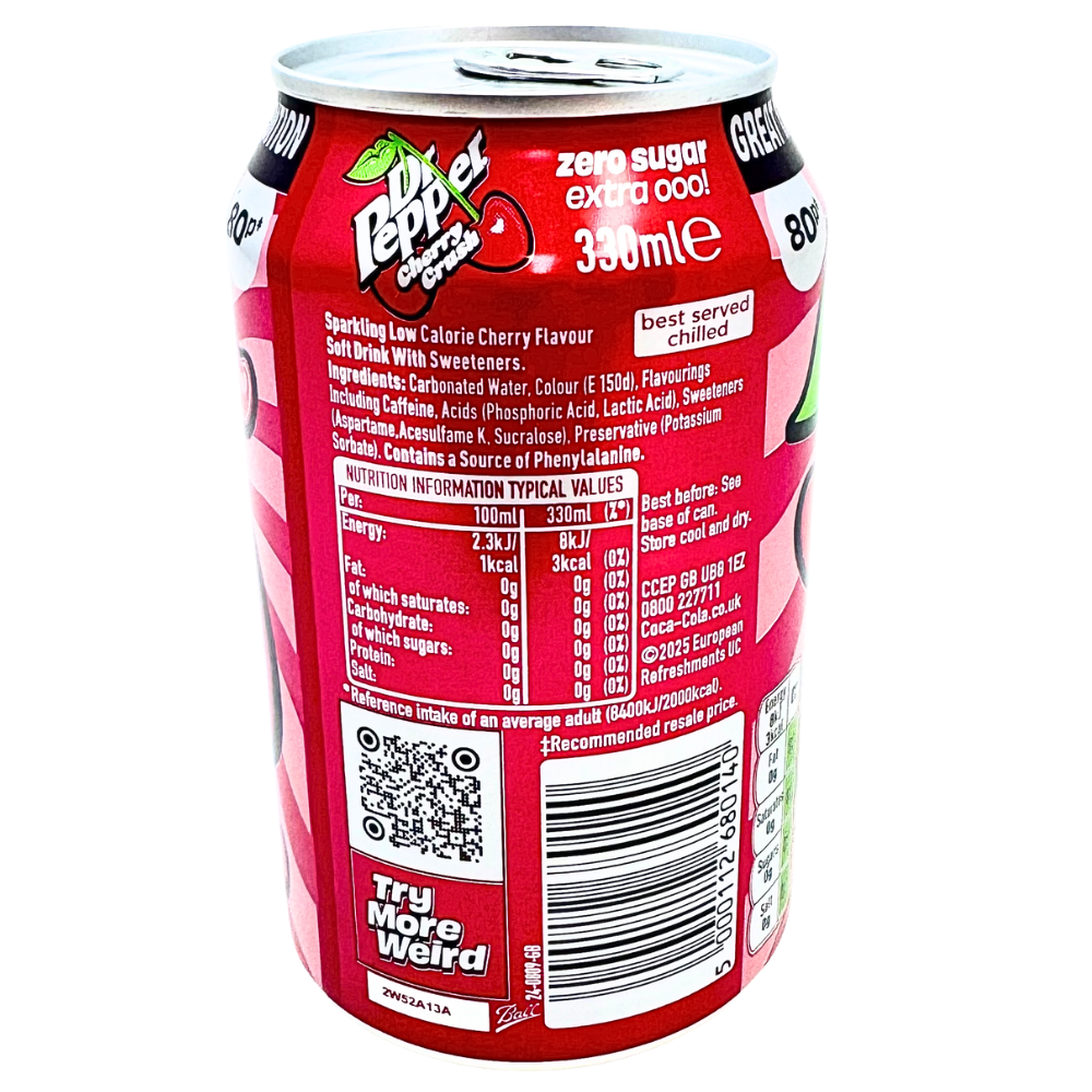 Dr Pepper Cherry Crush Zero Sugar (UK) - 330mL