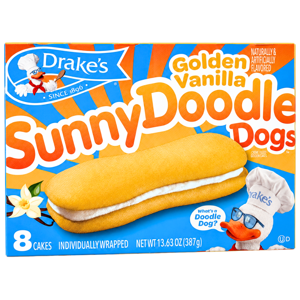 Drake's Golden Vanilla Sunny Doodle Dogs (8 Cakes) - 387g **BB Aug 27 2026**