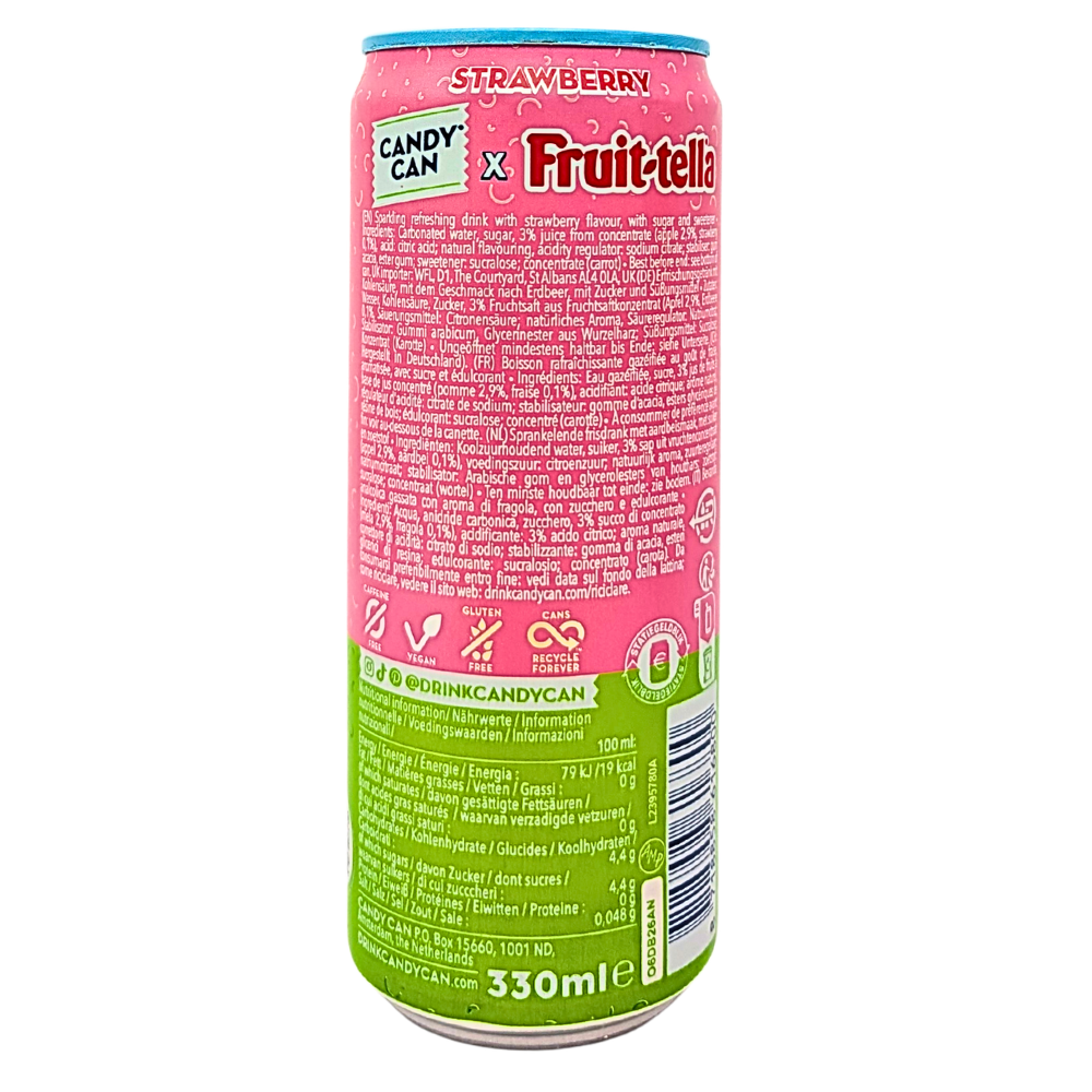 Fruit-tella Candy Can Sparkling Strawberry - 330mL
