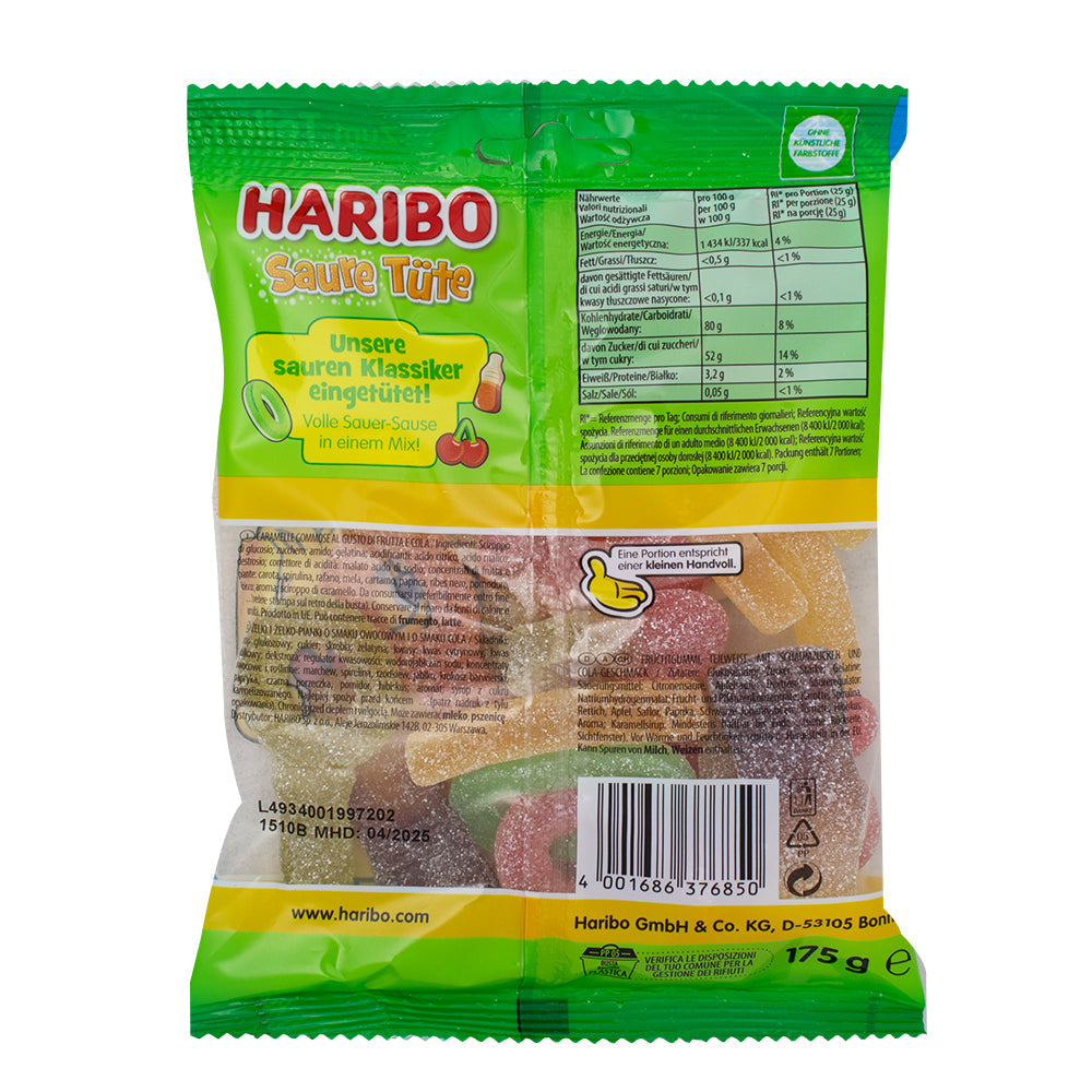 Haribo Sour Tute (Germany) - 175g