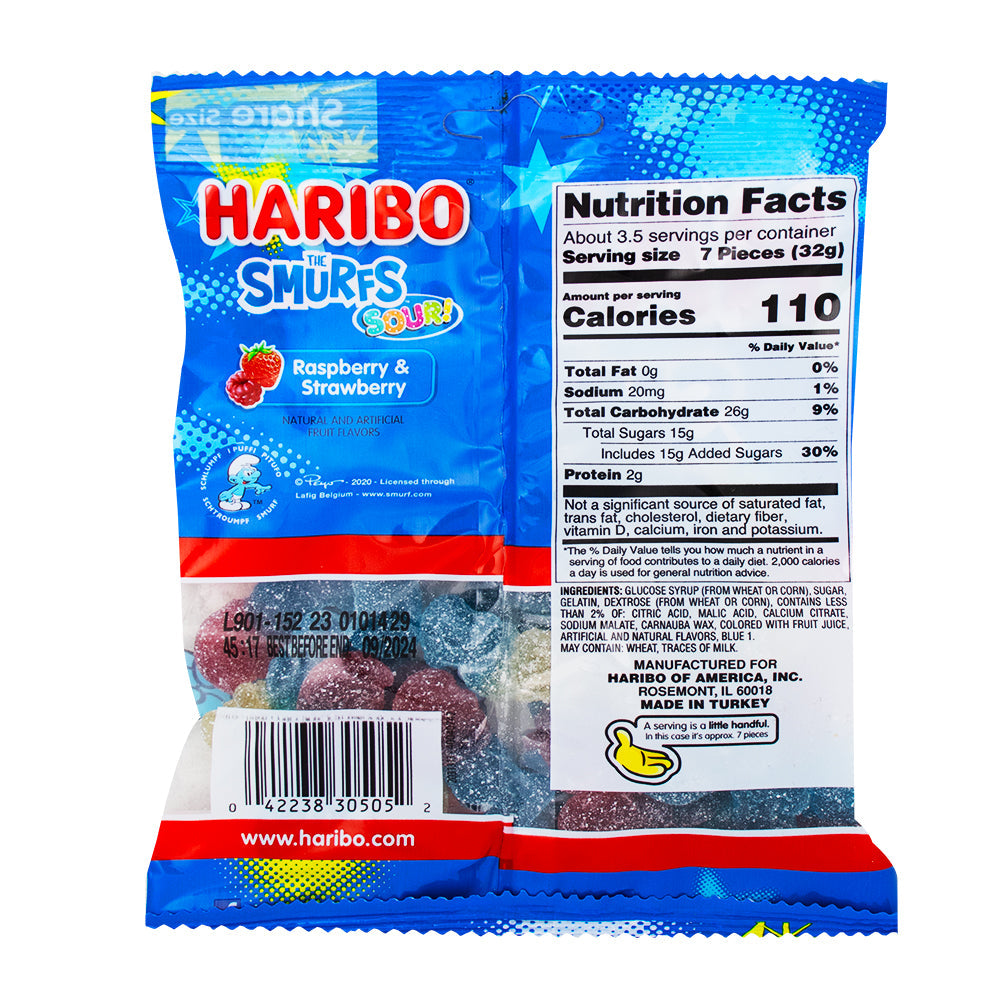 Haribo Smurfs Sour! Gummy Candy - 4oz.