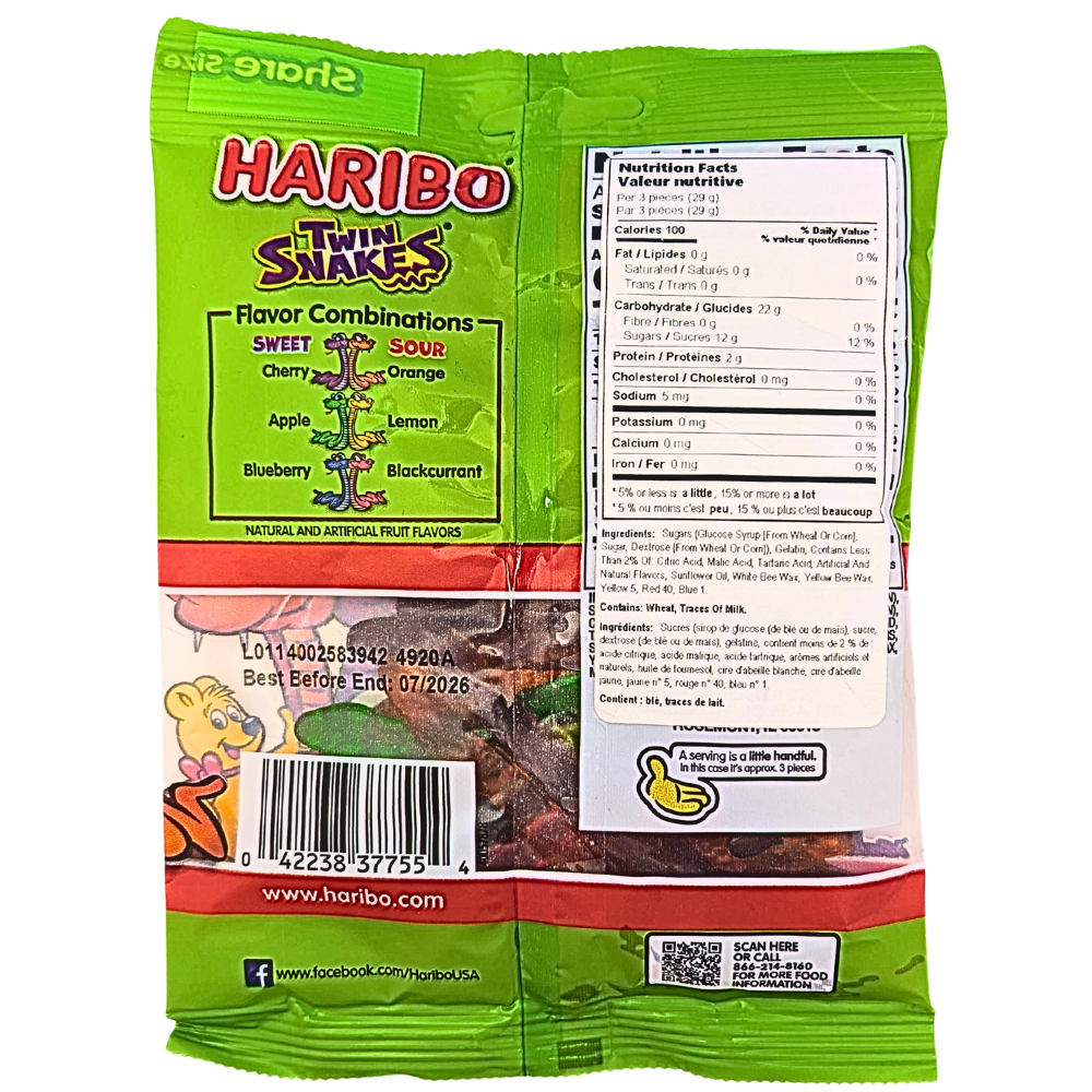 Haribo Twin Snakes Gummy Candy - 5oz