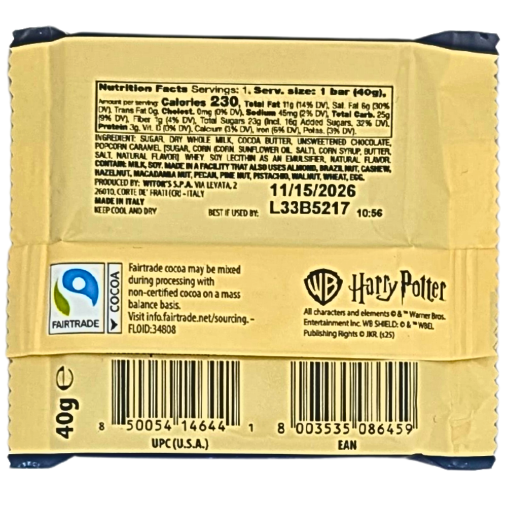Harry Potter Milk Chocolate Caramel Popcorn Bar - 1.41oz