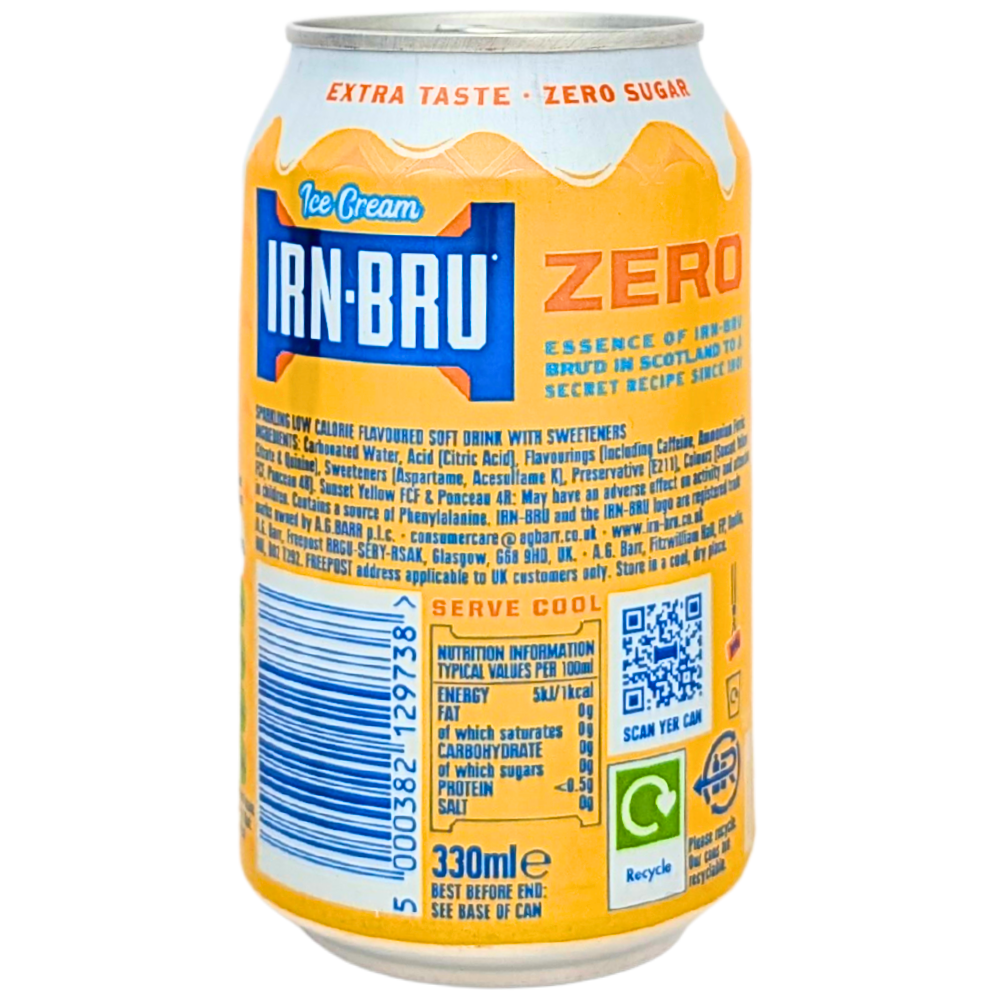 Irn Bru Ice Cream Zero Sugar (UK) - 330mL