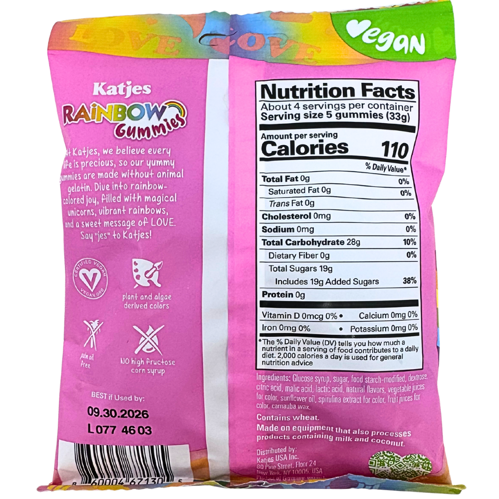 Katjes Rainbow Gummies - 140g *BB Sep 30 2026*