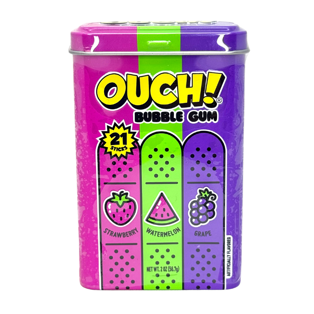 Ouch! Bubble Gum Assorted Flavour Tin 21 Pieces - 2OZ