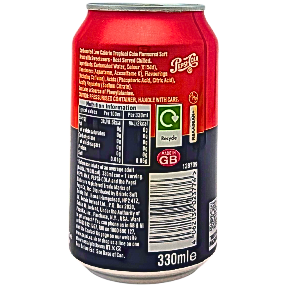 Pepsi MAX Tropical No Sugar (UK) - 330mL