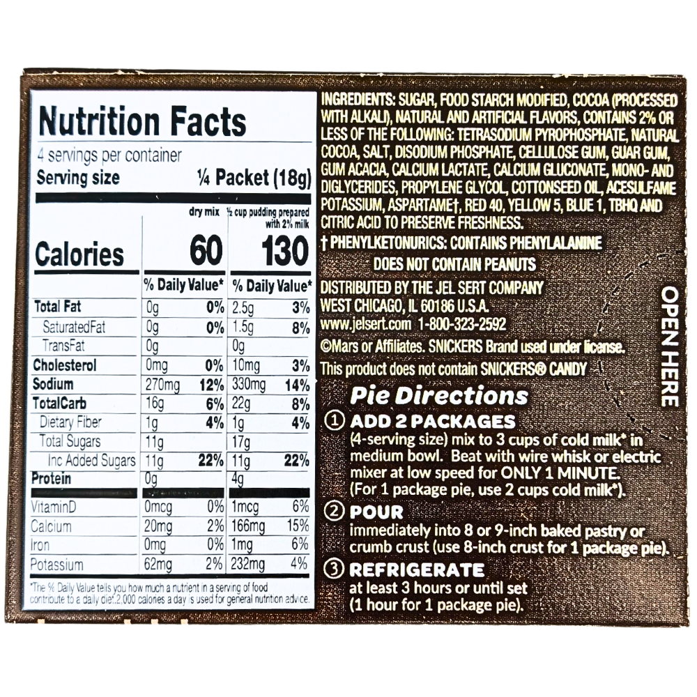 Snickers Pudding and Pie Filling - 2.55oz