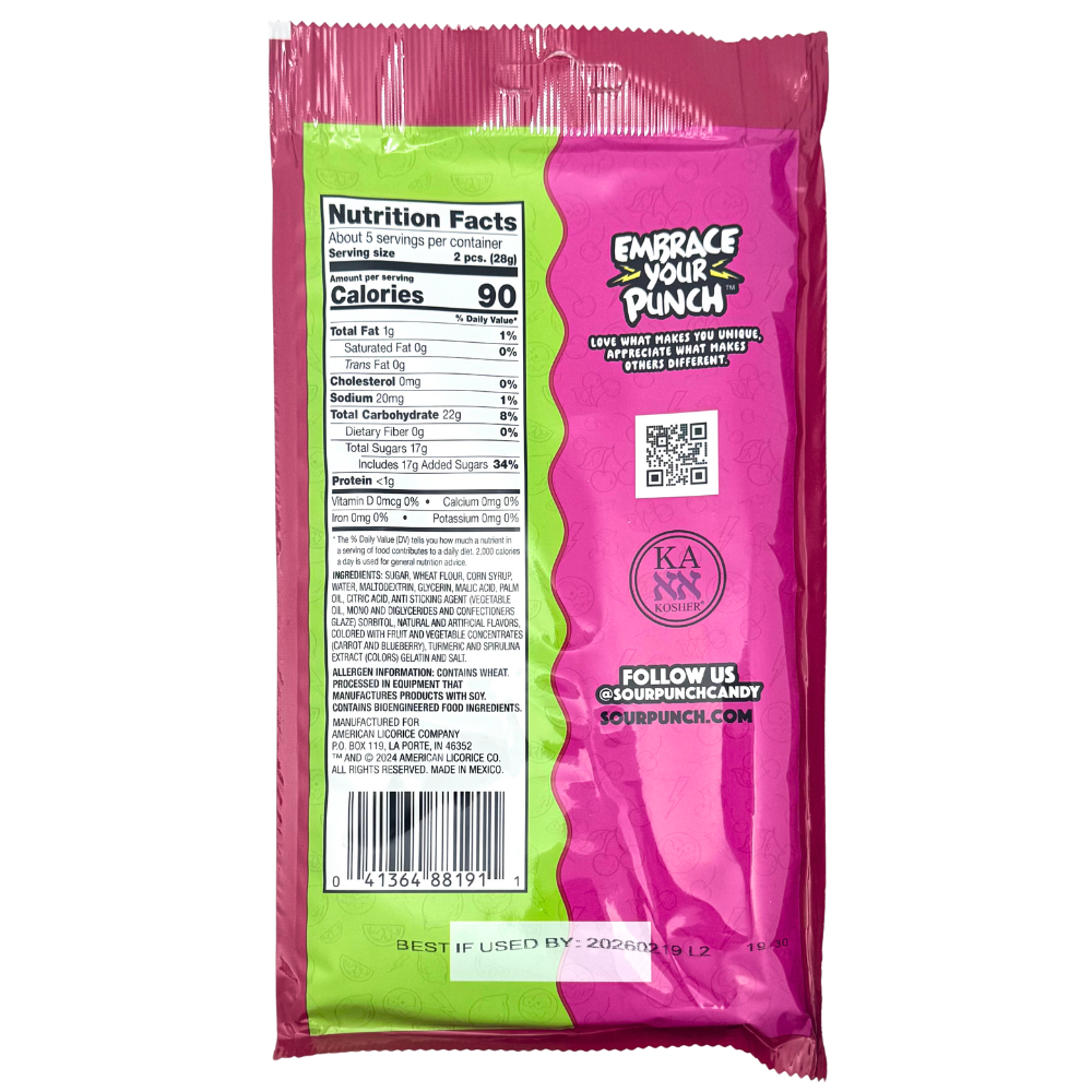 Sour Punch Filled Straws Cherry Limeade - 5oz