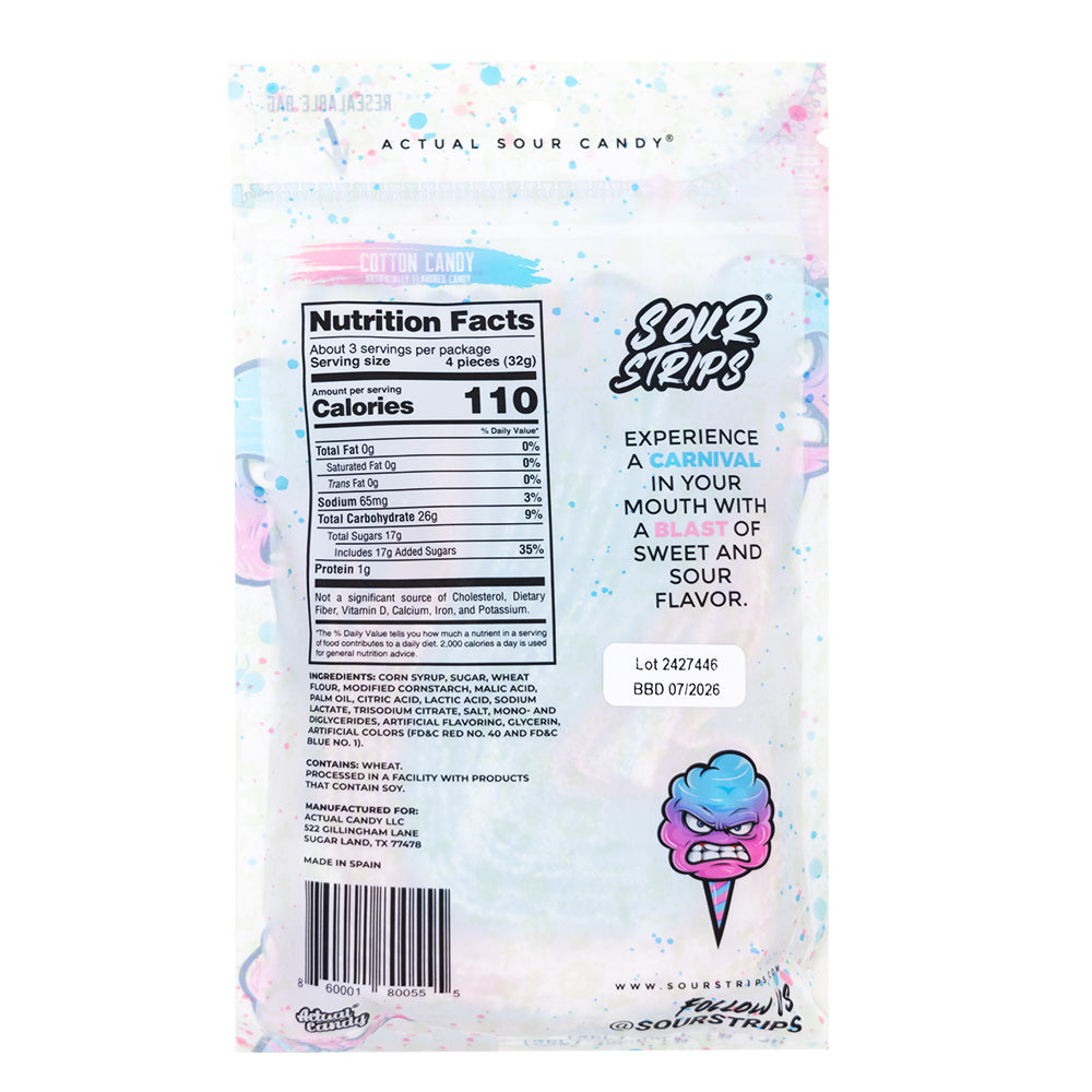 Sour Strips Cotton Candy - 96g