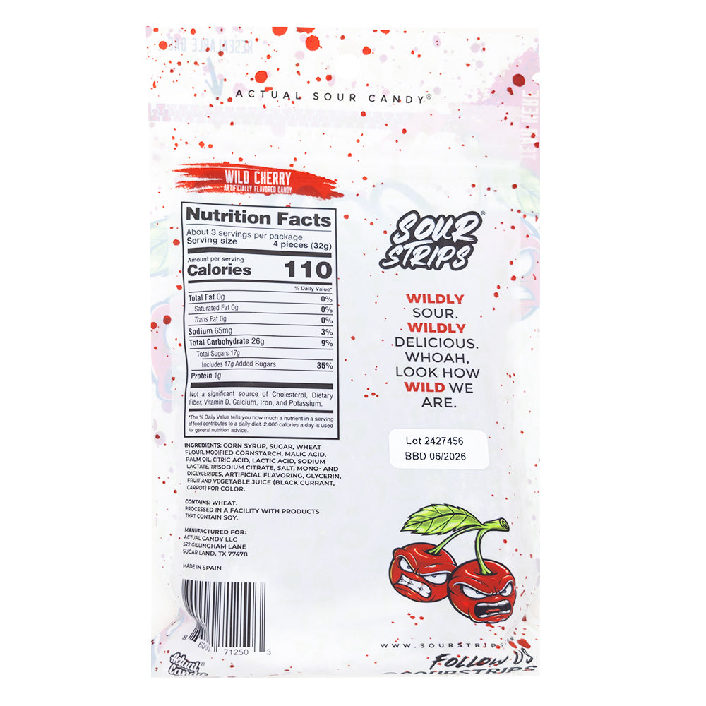 Sour Strips Wild Cherry - 96g