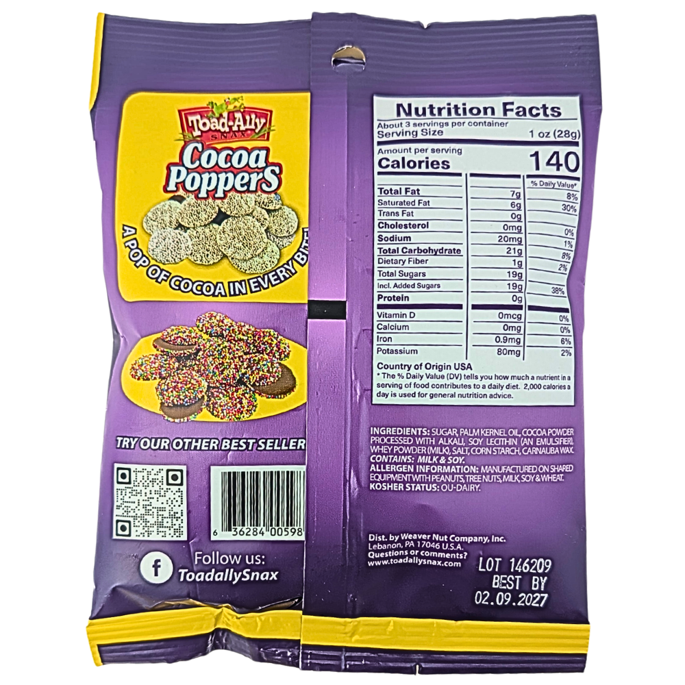 Toad-Ally Cocoa Poppers - 3oz