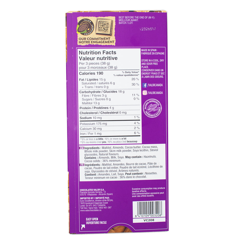 Valor Milk Chocolate with Almonds sugar free - 150 g
