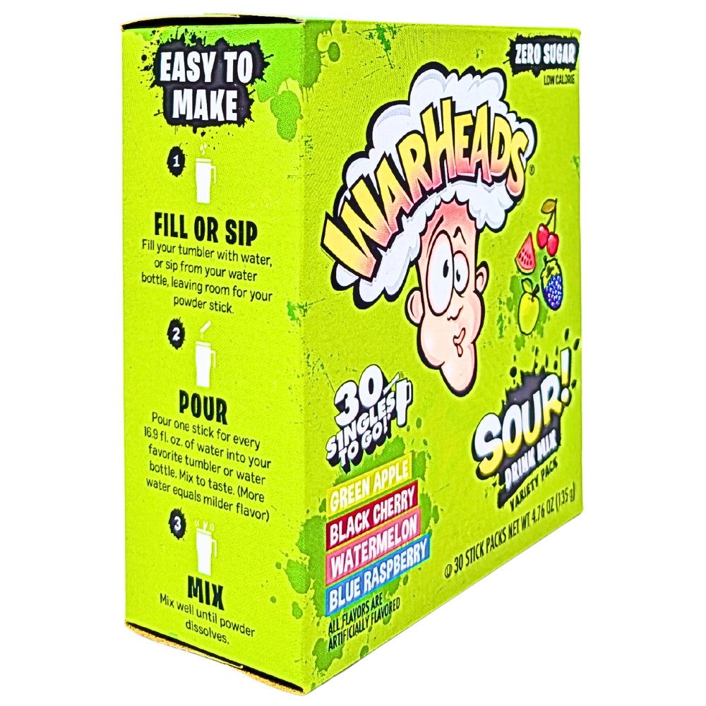 Warheads Zero Sugar Singles To Go Variety Pack - 30 Pack