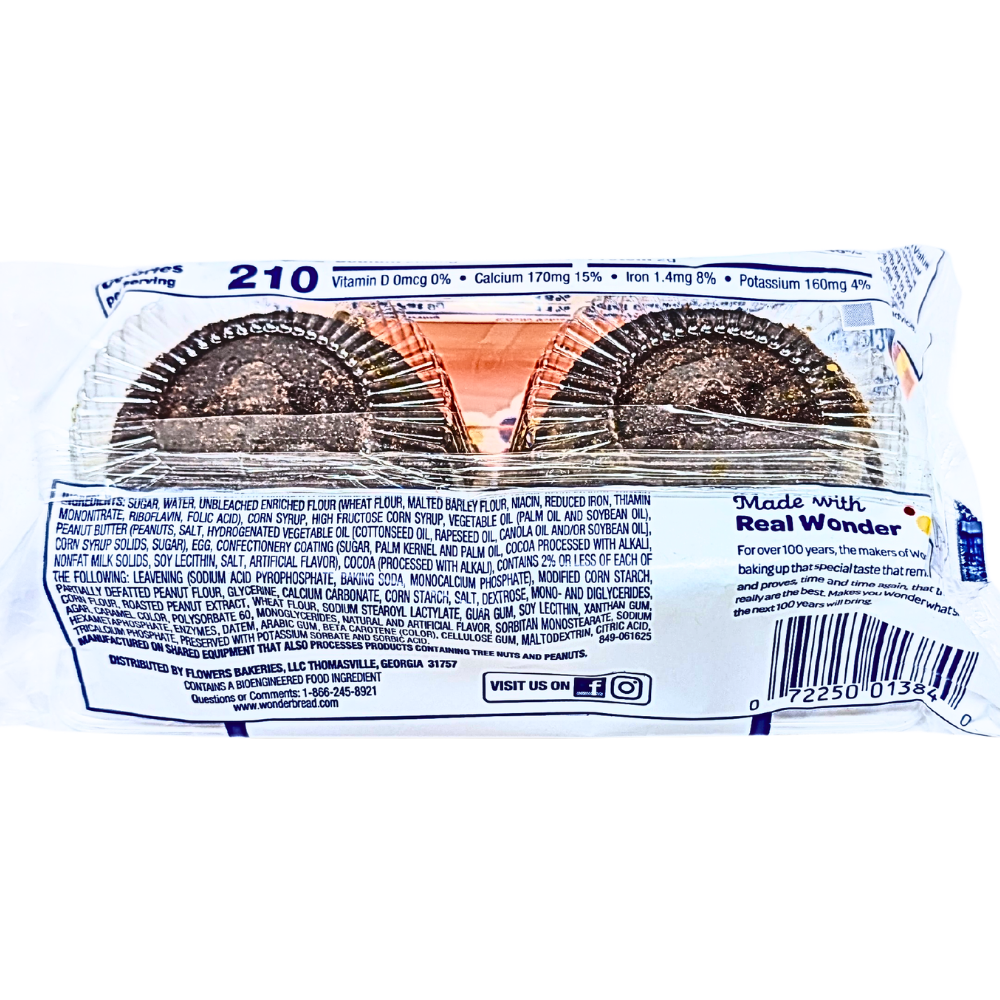 Wonder Creme Filled Peanut Butter Cupcakes 2pk - 4oz